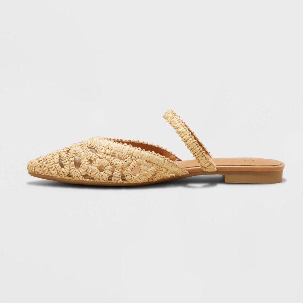 a new day Beige Crochet Pointed Slingback Espadrille Mule - Picture 2 of 10